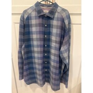 Tommy Bahama Jeans 2XT Blue Purple Plaid Long Sleeve Button Down Shirt